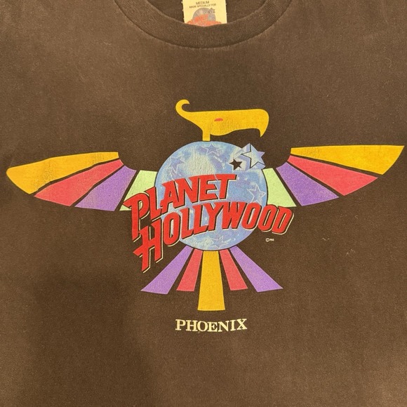 Vintage 90's Planet Hollywood Phoenix T-shirt Medium Black Made In USA Single S - Picture 3 of 8